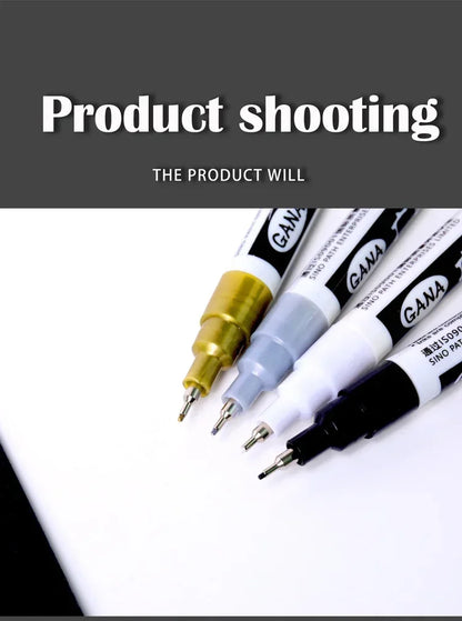 4Pcs/set Oil Based White Black Permanent Paint Markers Pens 0.7mm Extra Fine Waterproof, for Rock Painting, Wood, Metal, Canvas