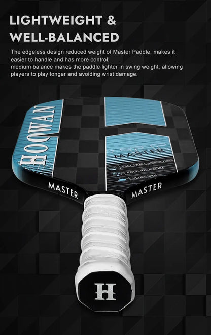 HOOWAN MASTER Pickleball Paddle Carbon Fiber 24K Rough Surface Thermoformed Pickleball Racket 16MM Edgeless EVA-Foamed Paddle
