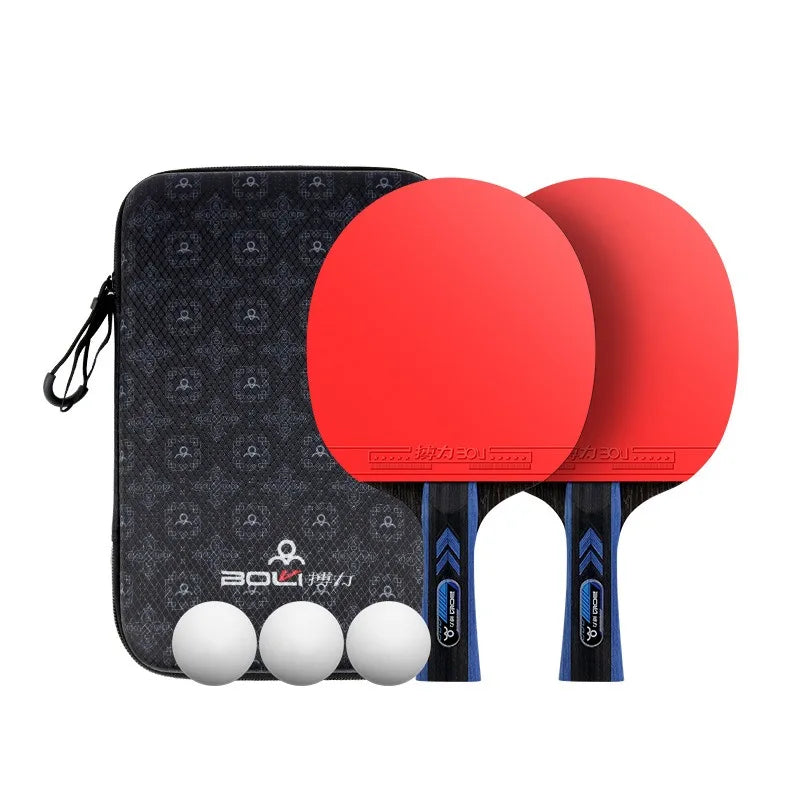 Table Tennis Racket Set Professional 7/5-Ply Wood with Pimples-in Rubber Includes 2 Rackets,3 Ping Pong & Box for Beginners