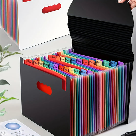 24pcs Colorful A4 Plastic File Folder with Labels-Multi-Layer,Snap Closure,Durable Storage Organizer for Office & School Supplie