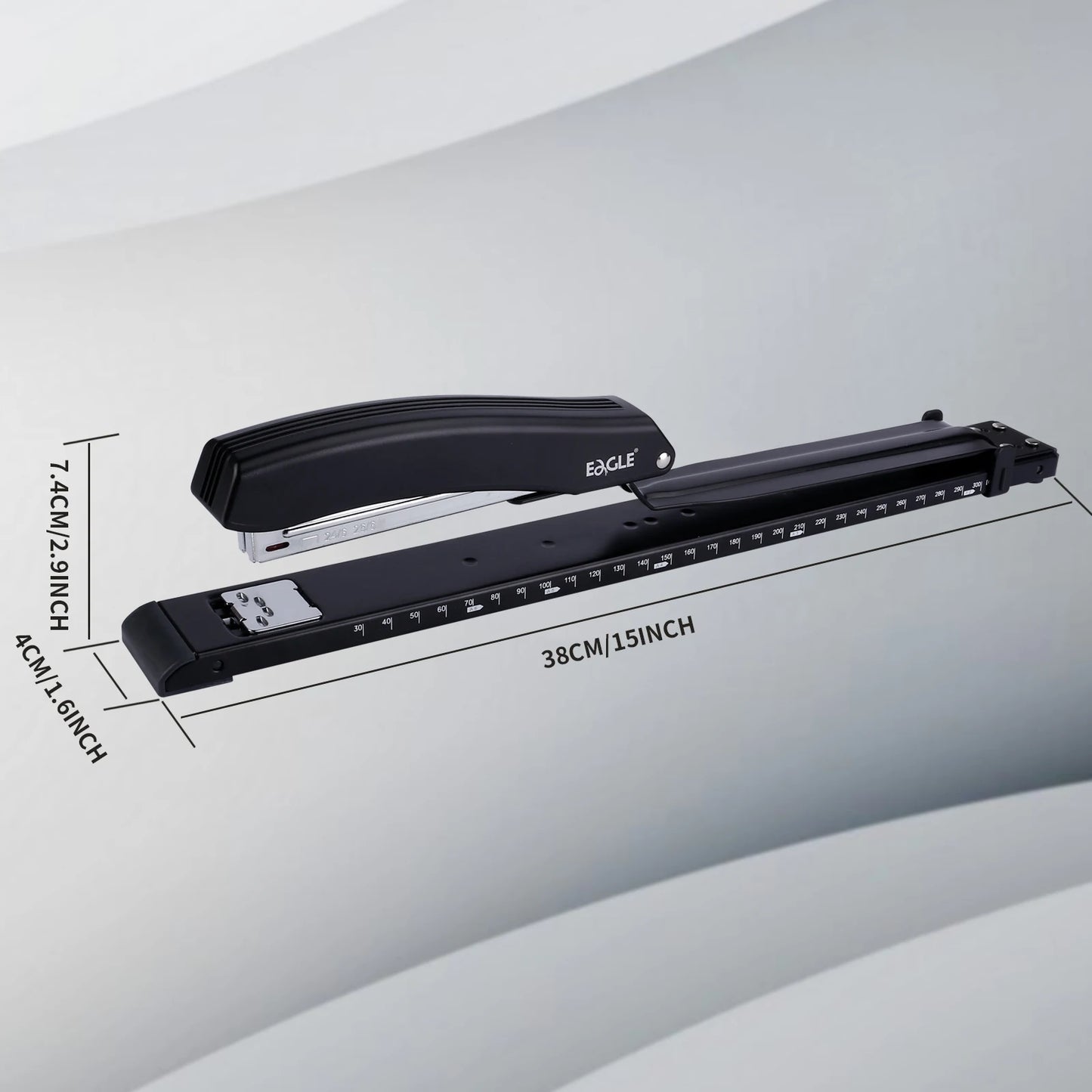 Eagle LONG-ARM Stapler With Built-in Ruler & Adjustable Paper Guide, Rotatable anvil, school and office binding supplies