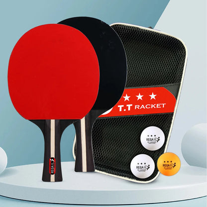 Table Tennis Racket 2 Rackets & 3 Balls Table Tennis Paddles Professional Ping Pong Paddle with Bag for Beginners Training Game