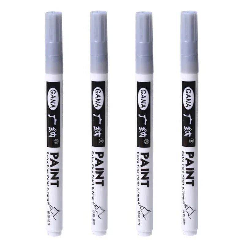 4Pcs/set Oil Based White Black Permanent Paint Markers Pens 0.7mm Extra Fine Waterproof, for Rock Painting, Wood, Metal, Canvas