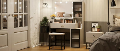 Dresser for Bedroom, 6 Drawer Wide Dresser Organizer with Charging Station, Dresser for Hallway, Wood Dresser with Metal Handles