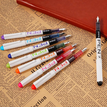Disposable Fountain Pens, Straight Liquid Fountain Pens，for WritingQuick-Drying Ink Pen, Smooth-Writing Multicolor Art Supplies