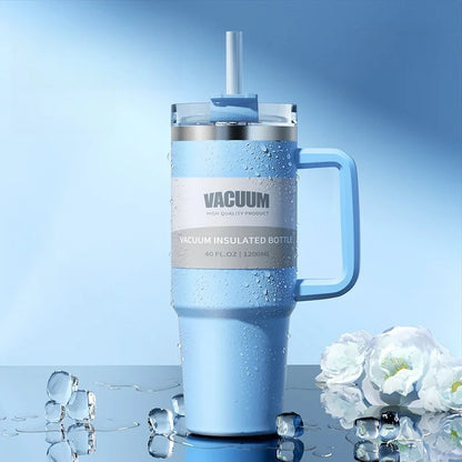 40oz 1200ML double-layer insulated tumbler cold drink travel cup coffee cup A handled and strawed insulated tumbler Ice Cup