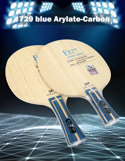 Original 729 Friendship Yellow ALC Table Tennis Blade 5 Wood 2 Arylate Carbon Professional Ping Pong Blade Blue ALC Offensive