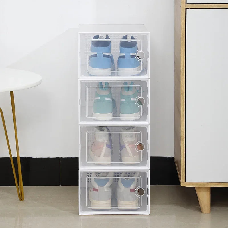 Shoe Cabinets Transparent Plastic Shoes Case Stackable Front Lid Drawer Shoes Organizer Thicken Large Moisture-Proof Storage Box