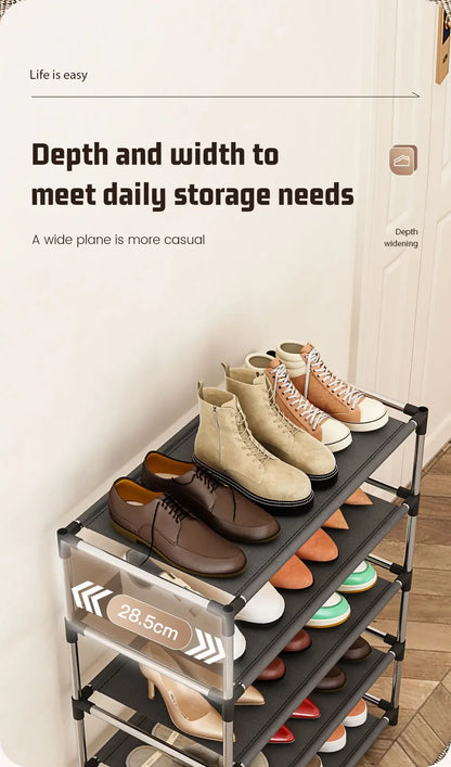 Stylish Shoe Rack Metal Simple Shoe Shelf Footwear Organizer Stand Holder Space-saving Black Shoe Shelf for Living Room