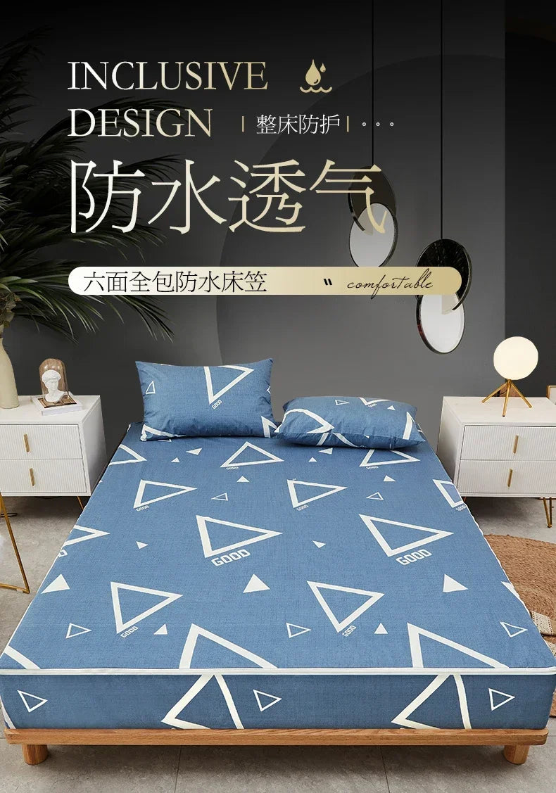 Waterproof Mattress Cover Six-Sided All Inclusive With Zipper Removable Bedspread Queen Breathable Mattress Protector