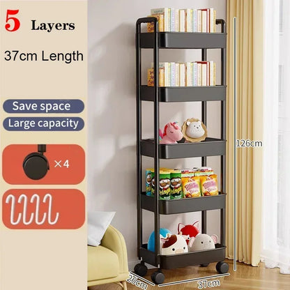 Mobile Storage Rack Trolley Organizer Household Kitchen Multifunctional Cart With Wheels Home Accessories Multi Storey Bookshelf