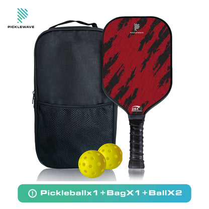 Intense Red Trace USAPA Pickleball Paddle Fiberglass Surface With High Grit & Spin Unibody Edgeless Sport Racquet Pickleball