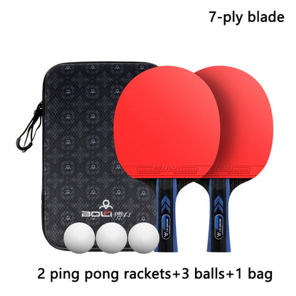 Table Tennis Racket Set Professional 7/5-Ply Wood with Pimples-in Rubber Includes 2 Rackets,3 Ping Pong & Box for Beginners