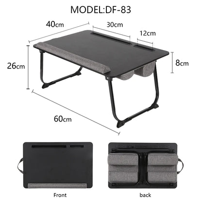 MUMUCC Portable Bed Table For Laptop Folding With Foldable Cushion,Handle,Slot And Mouse Pad, Wooden Gaming Desk