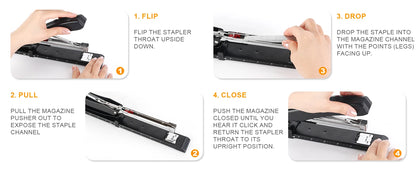 Eagle LONG-ARM Stapler With Built-in Ruler & Adjustable Paper Guide, Rotatable anvil, school and office binding supplies