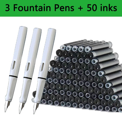 53Pcs Fountain Pen Replaceable Ink Set Black/Blue/Red ink EF School Pens Office Supplies Stationery for Writing Calligraphy Pen