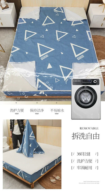 Waterproof Mattress Cover Six-Sided All Inclusive With Zipper Removable Bedspread Queen Breathable Mattress Protector
