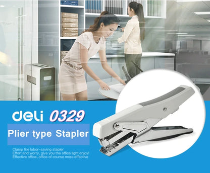 Deli 0329 Manual Plier Stapler Hand Hold Type Efforts Saving 20 Sheets 80g  Metal Stapler