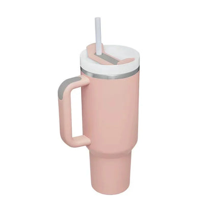 Tumbler with Handle Lid Straw 40oz Stainless Steel Water Bottle Vacuum Thermos Cup Travel Car Thermal Coffee Mug Cap Sport