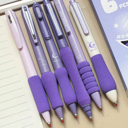 6pcs/set 0.5mm Retractable Gel Pen, Kawaii Stationary, Cute Pens, Black Gel Pens, Aesthetic Pens, School Supplies