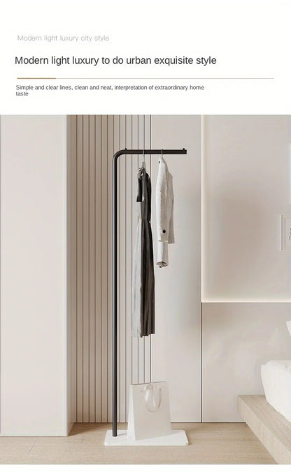 Scandinavian Modern Metal Valet Stand - Freestanding Multipurpose Suit Rack with Special Functions - Bedroom Clothing and Accessories