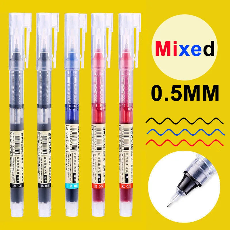 1/100pcs 0.5mm High Quality Needle Type Gel Pens Straight Liquid Ballpoint Pen Kawaii Stationery School Office Supplies Writing