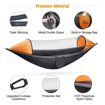 3 in 1 Camping Hammock with Mosquito Mesh Automatic Quick Opening Nylon Hammock Anti-Mosquito hanging Hammock tent for Outdoor