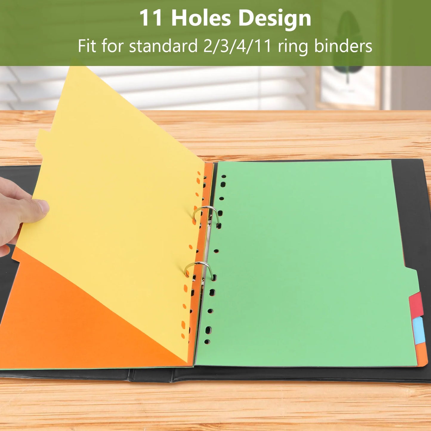 EAGLE 3 Ring Binder Dividers, A4 Size 11-Hole Punch, Write On Paper Index Divider with Tabs, for 2/3/4/11 Ring Binders Office