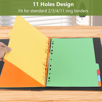 EAGLE 3 Ring Binder Dividers, A4 Size 11-Hole Punch, Write On Paper Index Divider with Tabs, for 2/3/4/11 Ring Binders Office