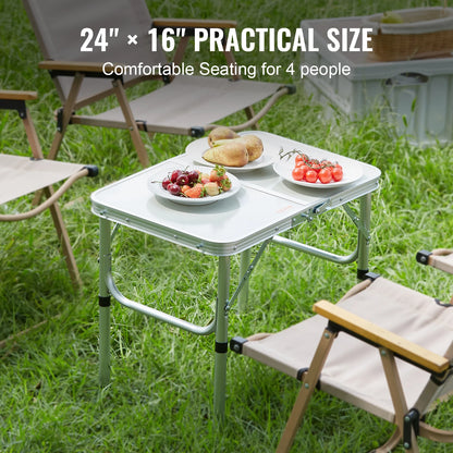 VEVOR Outdoor Folding Table Adjustable Height Portable Compact Tables Lightweight Aluminum Picnic Table For Beach/Garden/Camping