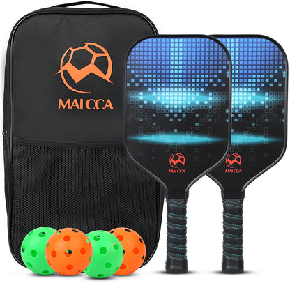 Pickleball Paddles Set Rackets Portable Racket Cover Carrying Bag Gift Kit USAPA Approved Indoor Outdoor Honeycomb Core 4 Balls