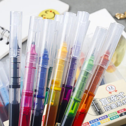 1/100pcs 0.5mm High Quality Needle Type Gel Pens Straight Liquid Ballpoint Pen Kawaii Stationery School Office Supplies Writing