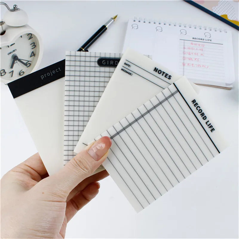 50 Sheets Transparent Waterproof Sticky Note Pads Notepads for School Stationery Office Supplies