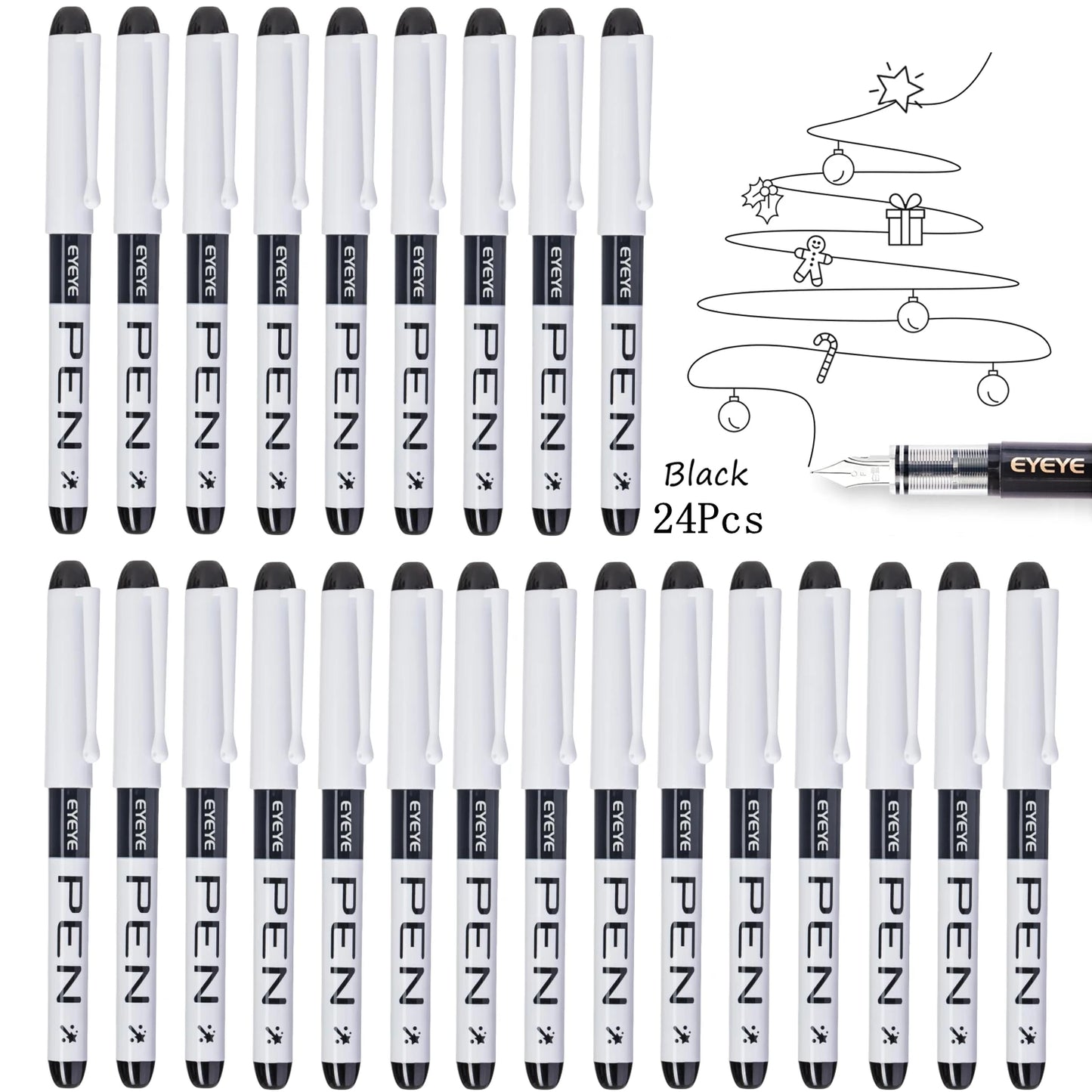 Disposable Fountain Pens, Straight Liquid Fountain Pens，for WritingQuick-Drying Ink Pen, Smooth-Writing Multicolor Art Supplies