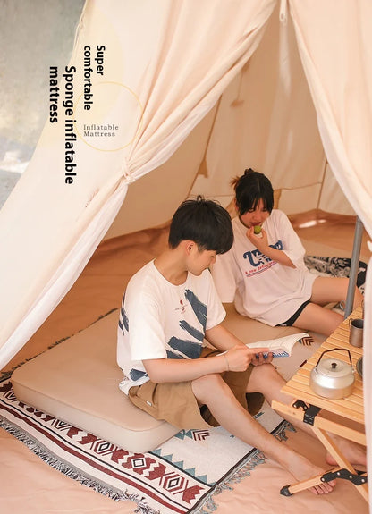 Lohascamping double Self-inflating Mattress 10cm Compact Folding Camping Mat Sleeping Bed Pad 1-2 Person floor tent Air Mat