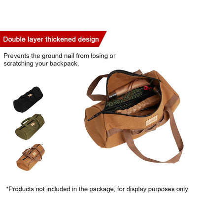 Outdoor Camping Tent Peg Ground Nail Storage Bag Tent Hammer Long Ground Nail Storage Bag Portable Canvas Tent Install Tools