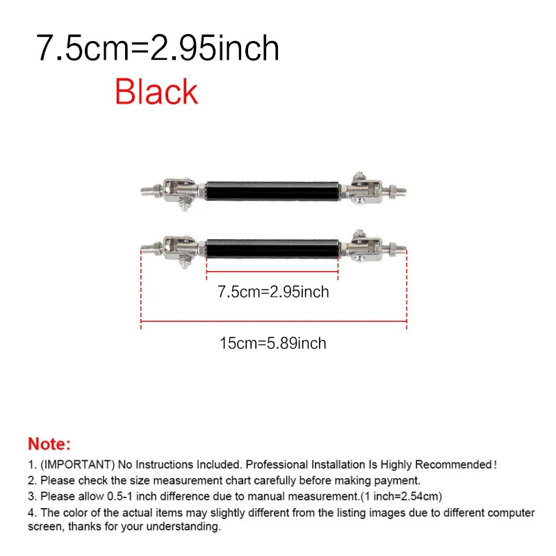 2psc Universal Racing Adjustable Front Rear Bumper Lip Splitter Support Bar / pull rod Kit Racing 75mm