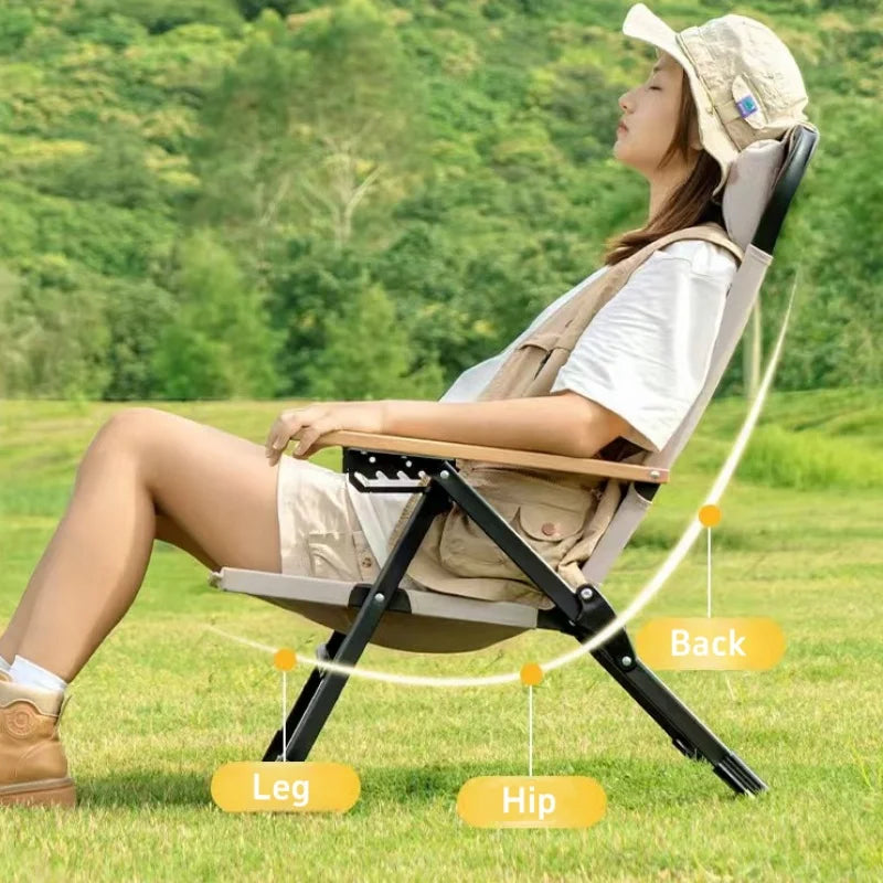 NEW Upgraded Kermit Chair 5 Gear Adjustable Angle Folding Chair Outdoor Camping High Back Chairs Garden Recliner Fishing Chair