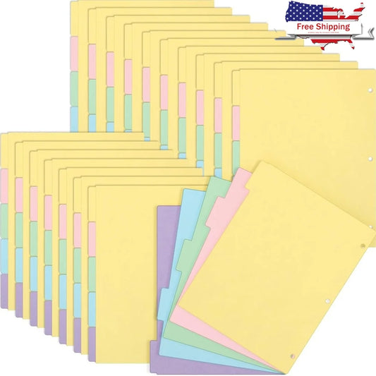 200 Pieces 3 Ring Binder Dividers 40 Sets 5 Tab Labels Organization Office Home Storage Documents