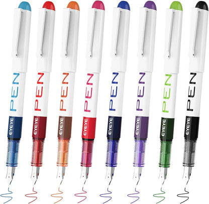 Disposable Fountain Pens, Straight Liquid Fountain Pens，for WritingQuick-Drying Ink Pen, Smooth-Writing Multicolor Art Supplies