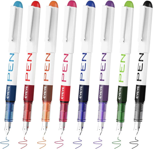 Disposable Fountain Pens, Straight Liquid Fountain Pens，for WritingQuick-Drying Ink Pen, Smooth-Writing Multicolor Art Supplies
