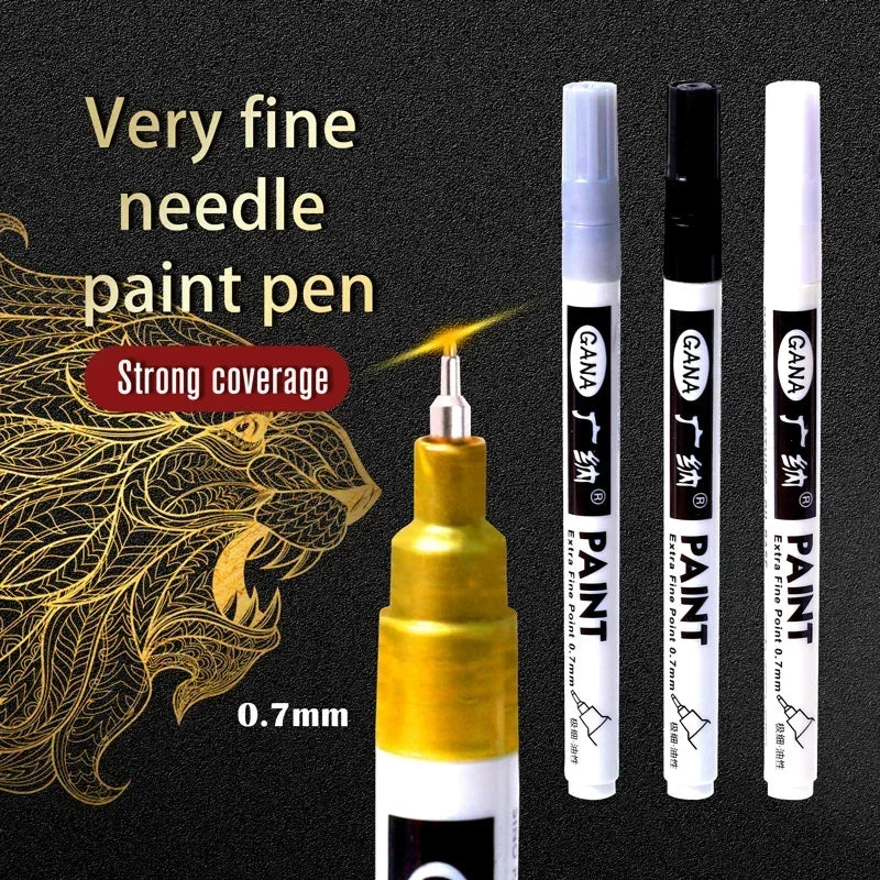 4Pcs/set Oil Based White Black Permanent Paint Markers Pens 0.7mm Extra Fine Waterproof, for Rock Painting, Wood, Metal, Canvas