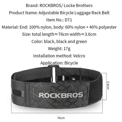 ROCKBROS Adjustable Luggage Outdoor Storage Accessories Convenient Multifunctional Strap Bicycle Tie Rope Anti-Slip