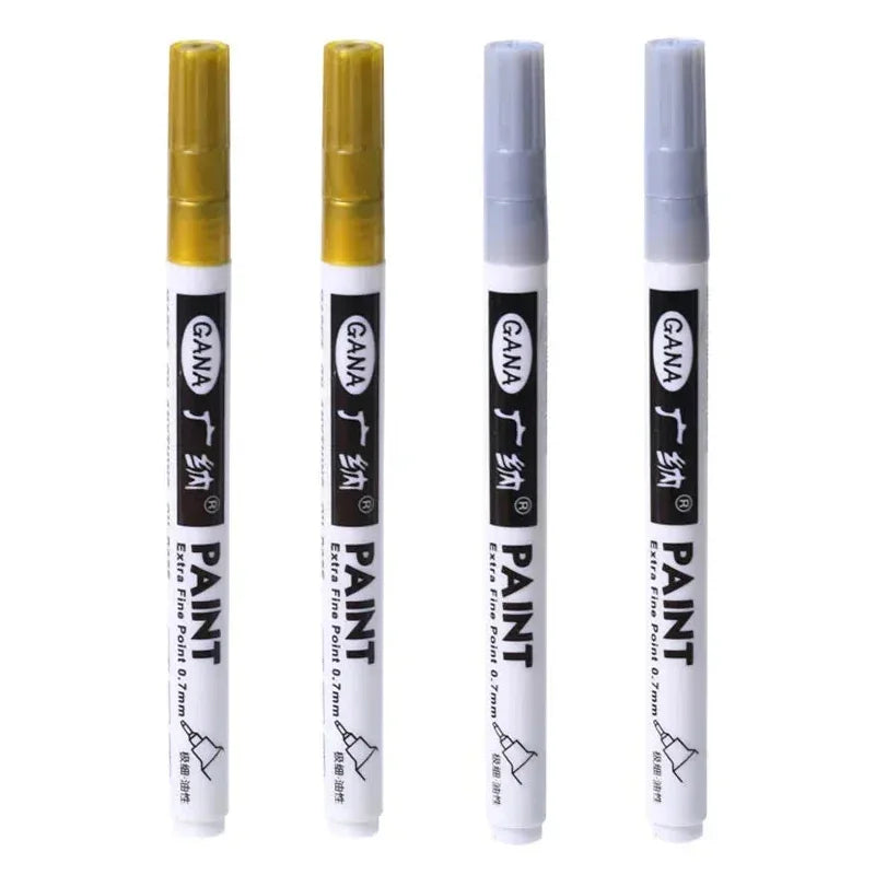 4Pcs/set Oil Based White Black Permanent Paint Markers Pens 0.7mm Extra Fine Waterproof, for Rock Painting, Wood, Metal, Canvas