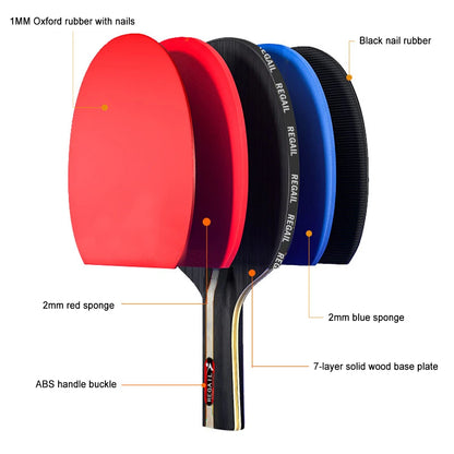 Table Tennis Racket 2 Rackets & 3 Balls Table Tennis Paddles Professional Ping Pong Paddle with Bag for Beginners Training Game