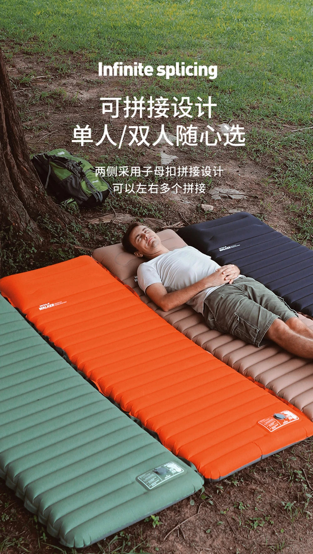 Outdoor Camping Sleeping Pad Inflatable Mattress with Pillow Ultralight Air Mat Built-in Inflator Pump Travel Hiking Camping mat