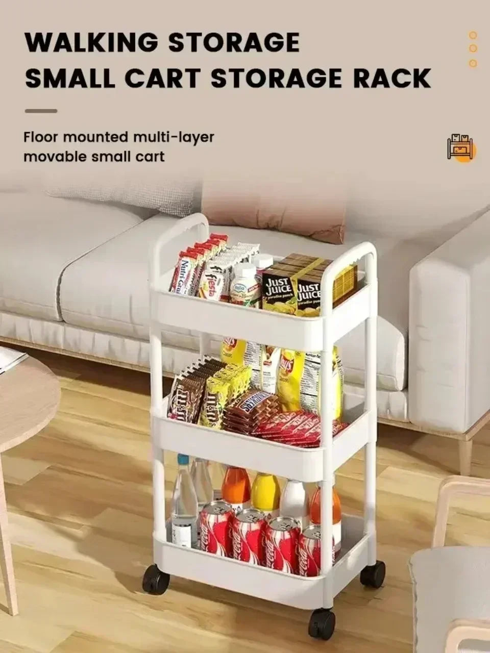 Household Multi-layer Small Cart Storage Rack Floor To Floor Kitchen Bedroom Bathroom Storage Rack Storage Rack With Wheels