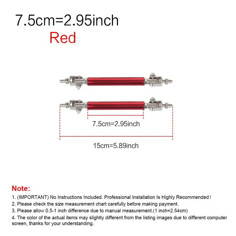 2psc Universal Racing Adjustable Front Rear Bumper Lip Splitter Support Bar / pull rod Kit Racing 75mm