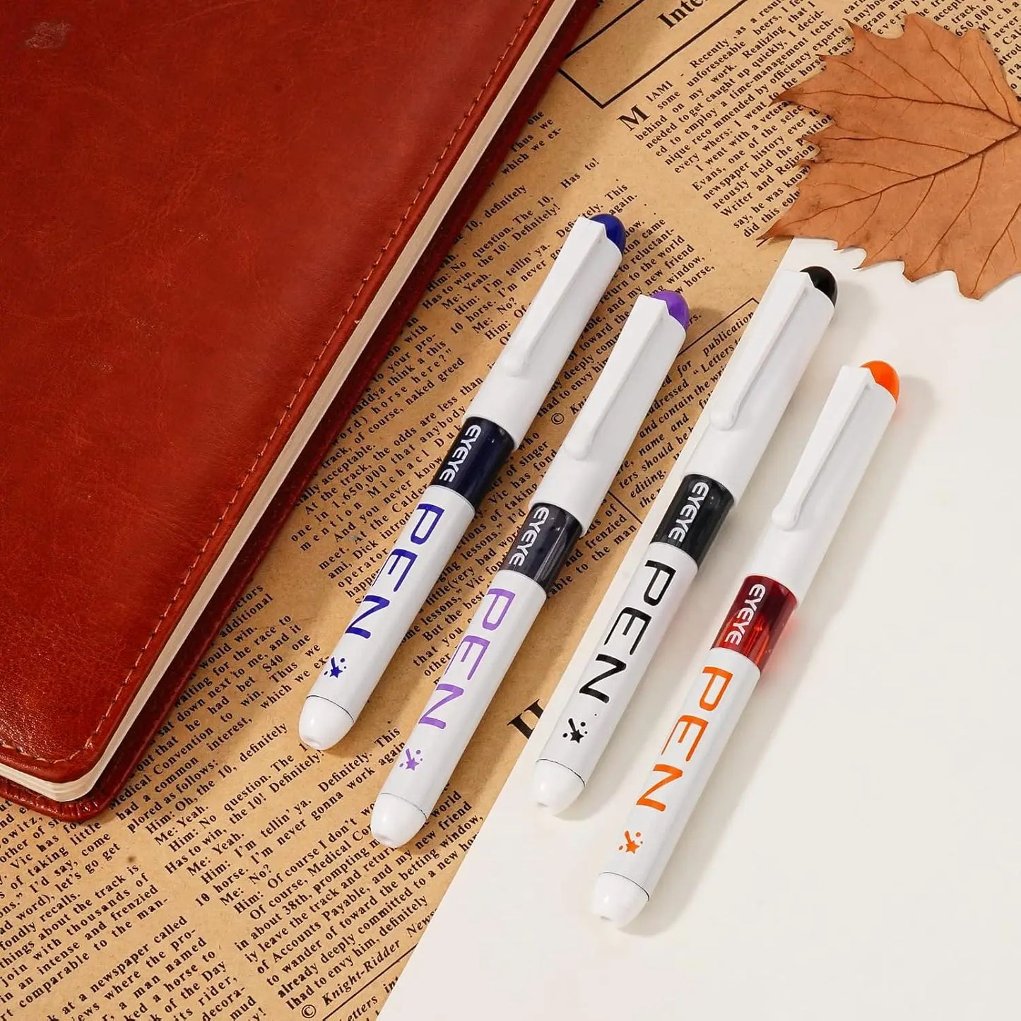 Disposable Fountain Pens, Straight Liquid Fountain Pens，for WritingQuick-Drying Ink Pen, Smooth-Writing Multicolor Art Supplies