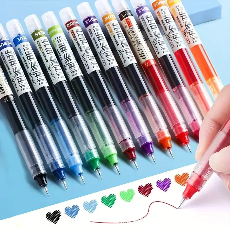 1/100pcs 0.5mm High Quality Needle Type Gel Pens Straight Liquid Ballpoint Pen Kawaii Stationery School Office Supplies Writing